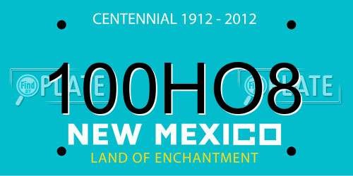 100HO8 New Mexico License Plate