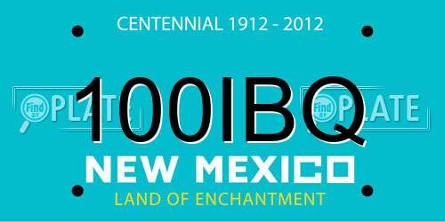 100IBQ New Mexico License Plate