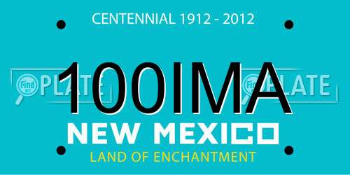 100IMA New Mexico License Plate