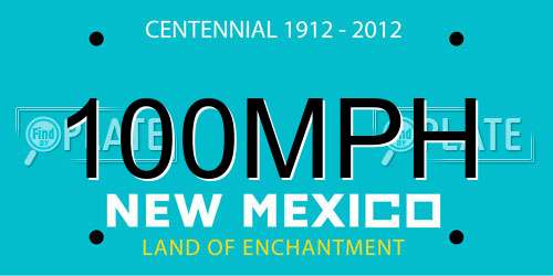100MPH New Mexico License Plate