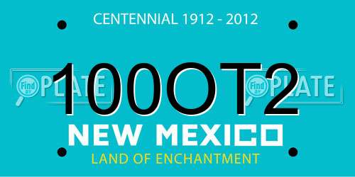 100OT2 New Mexico License Plate
