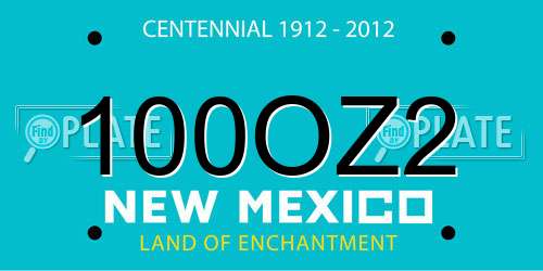 100OZ2 New Mexico License Plate