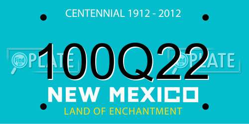 100Q22 New Mexico License Plate