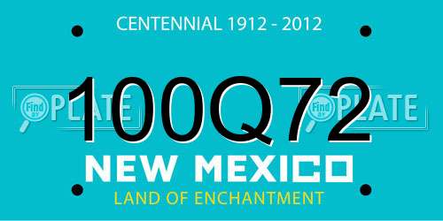 100Q72 New Mexico License Plate