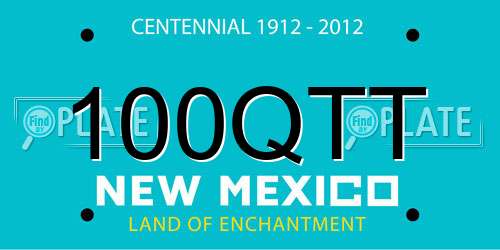 100QTT New Mexico License Plate