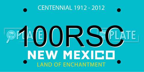 100RSC New Mexico License Plate
