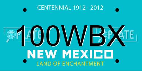 100WBX New Mexico License Plate