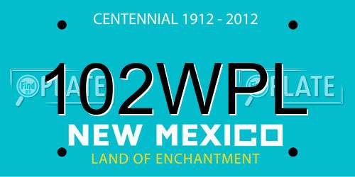 102WPL New Mexico License Plate