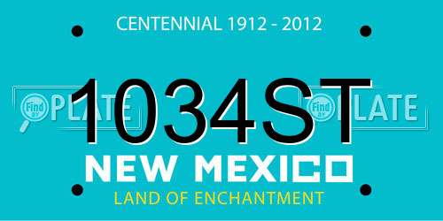 1034ST New Mexico License Plate