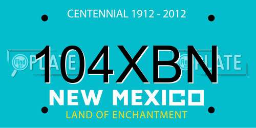 104XBN New Mexico License Plate