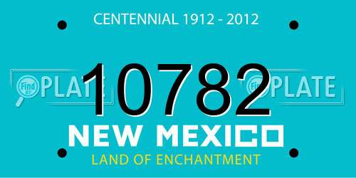 10782 New Mexico License Plate