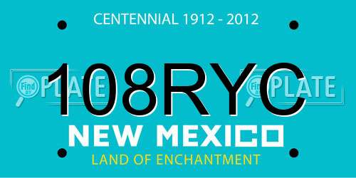 108RYC New Mexico License Plate