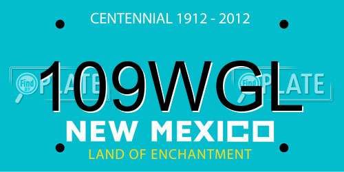 109WGL New Mexico License Plate