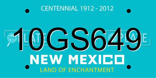 10GS649 New Mexico License Plate