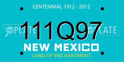 111Q97 New Mexico License Plate
