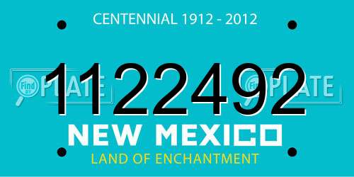1122492 New Mexico License Plate