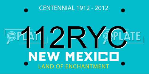 112RYC New Mexico License Plate