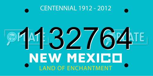1132764 New Mexico License Plate