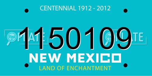 1150109 New Mexico License Plate