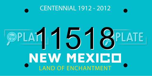 11518 New Mexico License Plate