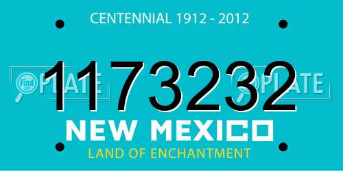 1173232 New Mexico License Plate