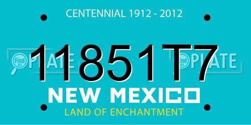 11851T7 New Mexico License Plate