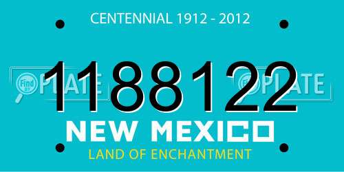 1188122 New Mexico License Plate