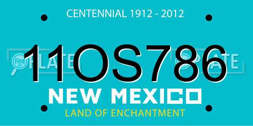 11OS786 New Mexico License Plate