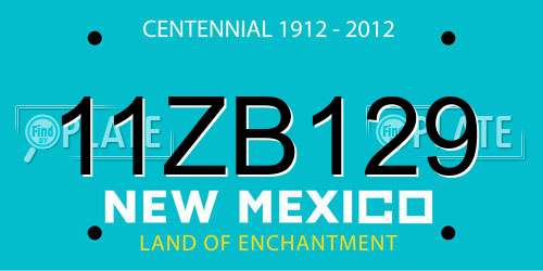 11ZB129 New Mexico License Plate