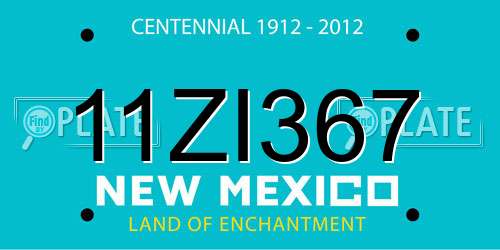 11ZI367 New Mexico License Plate
