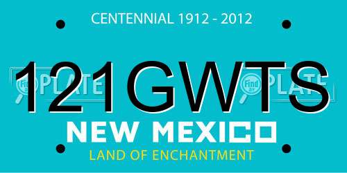 121GWTS New Mexico License Plate