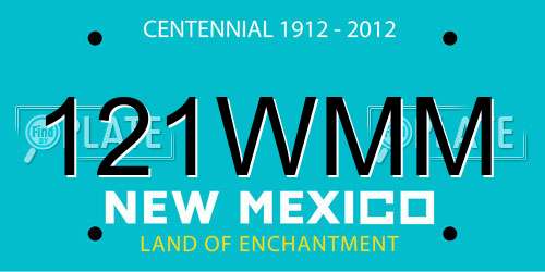 121WMM New Mexico License Plate