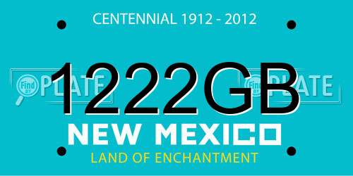 1222GB New Mexico License Plate