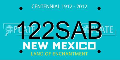 122SAB New Mexico License Plate