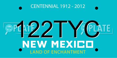122TYC New Mexico License Plate