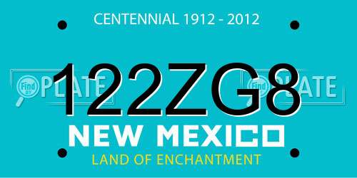 122ZG8 New Mexico License Plate