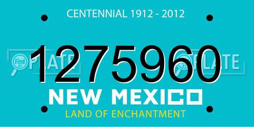 1275960 New Mexico License Plate