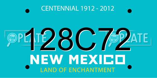 128C72 New Mexico License Plate
