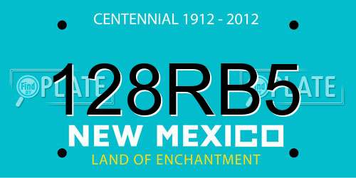 128RB5 New Mexico License Plate