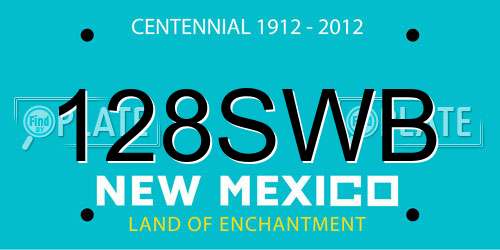 128SWB New Mexico License Plate