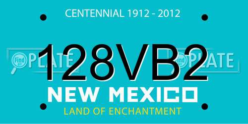 128VB2 New Mexico License Plate