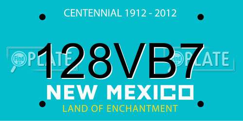 128VB7 New Mexico License Plate