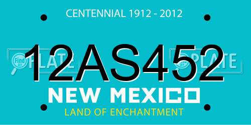 12AS452 New Mexico License Plate