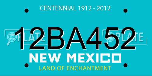 12BA452 New Mexico License Plate