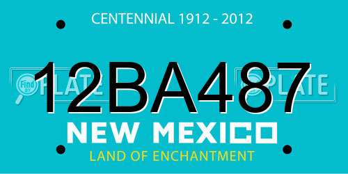 12BA487 New Mexico License Plate