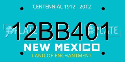 12BB401 New Mexico License Plate