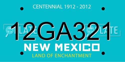 12GA321 New Mexico License Plate