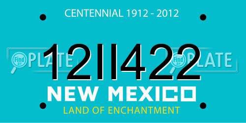 12II422 New Mexico License Plate
