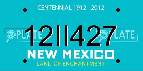 12II427 New Mexico License Plate