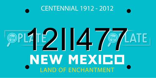 12II477 New Mexico License Plate